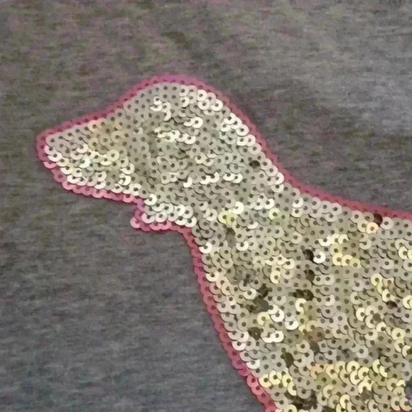 PINK VS BLING SILVER SEQUIN DOG T-SHIRT - Picture 8 of 11